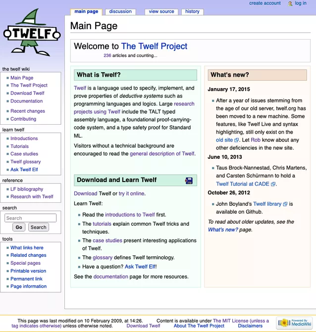 The ambitious second version of the Twelf Wiki