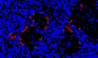 A forest-fire cellular automata implemented in Dusa