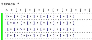 Screenshot of ollibot.hyperkind.org, showing a push-down automaton trying to verify that a string has matching open and closed parentheses