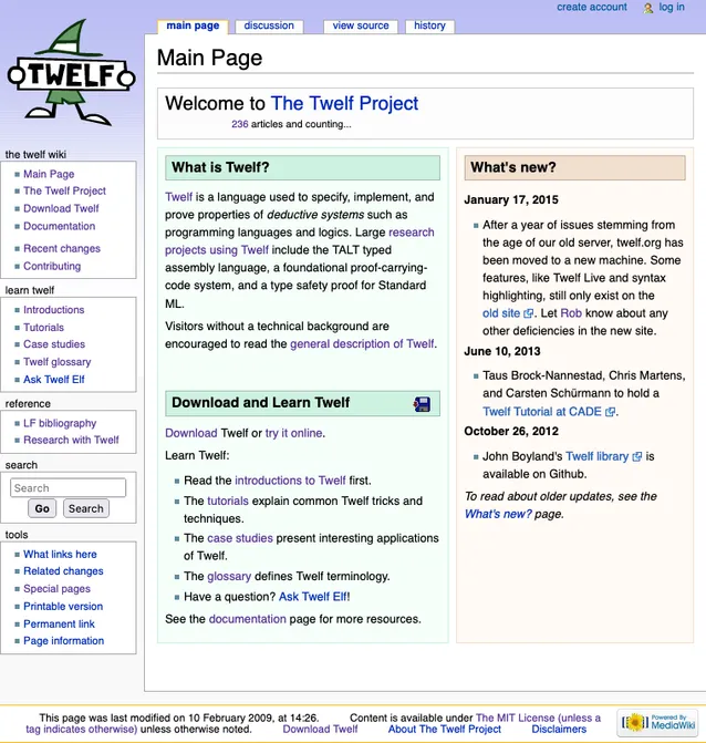 The ambitious second version of the Twelf Wiki